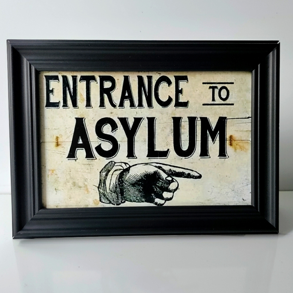 Insane Asylum Halloween Gothic Dark Memento Oddy Funny Sign Homd Deco Decor - Picture 3 of 4
